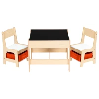 EcoToys ZKC-1C Detský nábytkový set, stôl + 2 stoličky s úložnými boxmi a tabuľou
