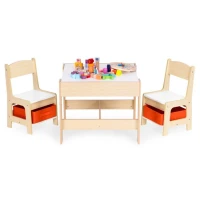 EcoToys ZKC-1C Detský nábytkový set, stôl + 2 stoličky s úložnými boxmi a tabuľou