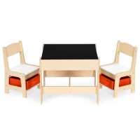 EcoToys ZKC-1C Detský nábytkový set, stôl + 2 stoličky s úložnými boxmi a tabuľou
