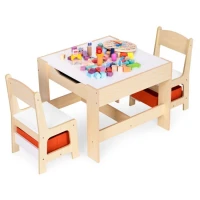 EcoToys ZKC-1C Detský nábytkový set, stôl + 2 stoličky s úložnými boxmi a tabuľou