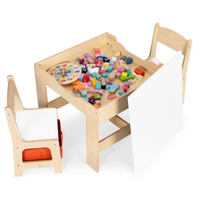 EcoToys ZKC-1C Detský nábytkový set, stôl + 2 stoličky s úložnými boxmi a tabuľou