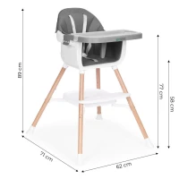 Detská vysoká stolička EcoToys HC508 2 v 1, sivá