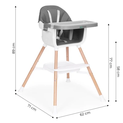 Detská vysoká stolička EcoToys HC508 2 v 1, sivá