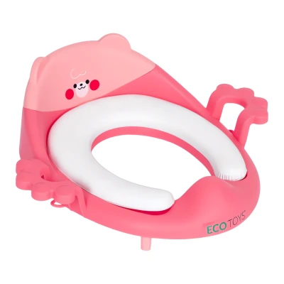 EcoToys PP104 Dětské WC prkénko s držadly a měkkým polštářkem, růžové