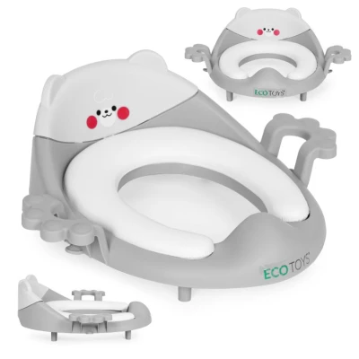 EcoToys PP104 Dětské WC prkénko s držadly a měkkým polštářkem, šedé