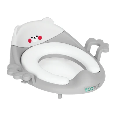 EcoToys PP104 Dětské WC prkénko s držadly a měkkým polštářkem, šedé