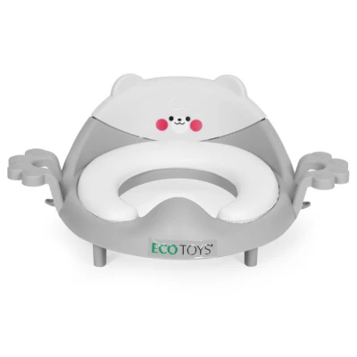 EcoToys PP104 Dětské WC prkénko s držadly a měkkým polštářkem, šedé