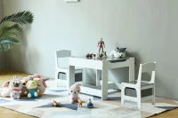 EcoToys ZCF-01A Dětská sada nábytku, stůl + 2 židle s úložnými boxy a oboustrannou tabulí 