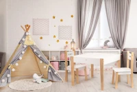 EcoToys OT143 Dětská sada nábytku, stůl + 2 židle s křidovou tabulí 