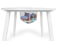 EcoToys WH135 Dětská sada nábytku, kulatý stolek + 2 židle, otvor na hračky, bílá