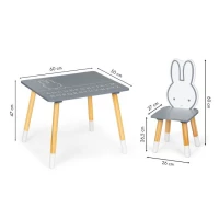 EcoToys WH141 Dětská sada nábytku, stůl + 2 židle, zajíček