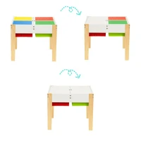 EcoToys XKF002 Detský nábytok, stôl + 2 stoličky, s doskou na hranie s stavebnicou