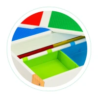 EcoToys XKF002 Detský nábytok, stôl + 2 stoličky, s doskou na hranie s stavebnicou
