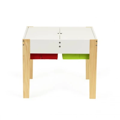 EcoToys XKF002 Detský nábytok, stôl + 2 stoličky, s doskou na hranie s stavebnicou
