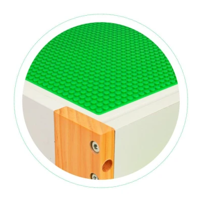 EcoToys XKF002 Detský nábytok, stôl + 2 stoličky, s doskou na hranie s stavebnicou