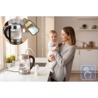 Berdsen BD-714 Sklenená rýchlovarná kanvica s reguláciou teploty, 1,7 l, 2200 W
