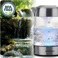 Berdsen BD-714 Sklenená rýchlovarná kanvica s reguláciou teploty, 1,7 l, 2200 W