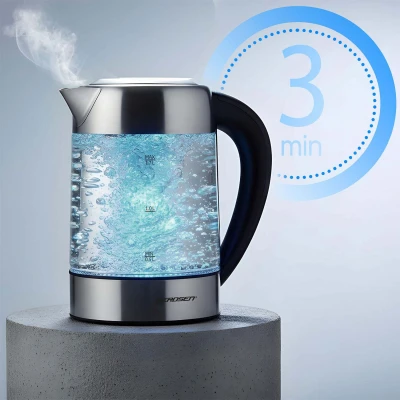 Berdsen BD-714 Sklenená rýchlovarná kanvica s reguláciou teploty, 1,7 l, 2200 W