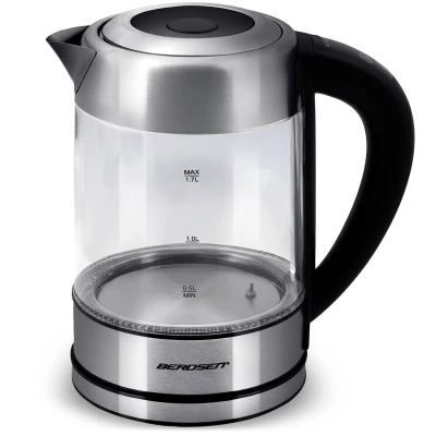 Berdsen BD-714 Sklenená rýchlovarná kanvica s reguláciou teploty, 1,7 l, 2200 W