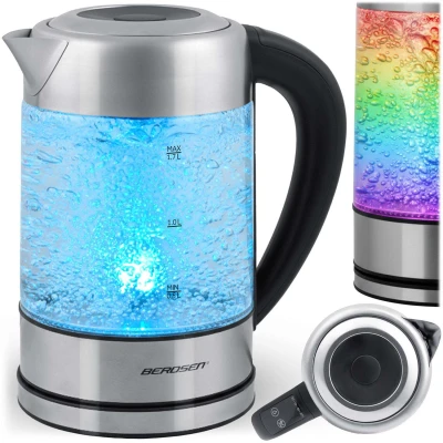 Berdsen BD-714 Sklenená rýchlovarná kanvica s reguláciou teploty, 1,7 l, 2200 W