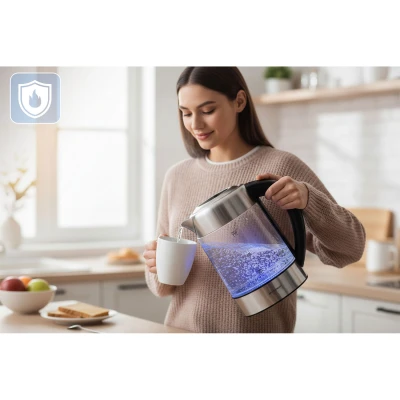Berdsen BD-714 Sklenená rýchlovarná kanvica s reguláciou teploty, 1,7 l, 2200 W