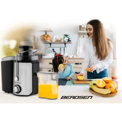 Odšťavovač Berdsen BD-750 1000 W, 85 dB, 1,4 l + 0,5 l, čierny a strieborný