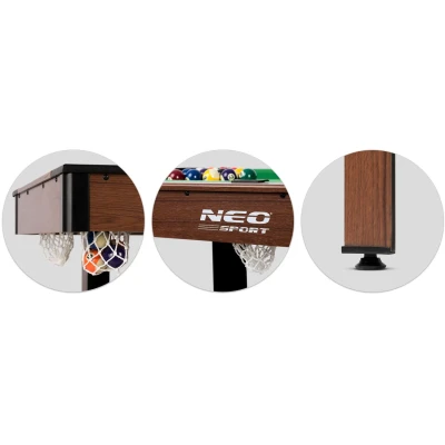 Neo-Sport NS-807 Biliardový stůl, 122 × 61 × 76 cm, tmavě hnědý