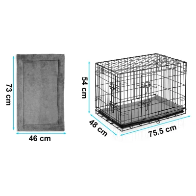 Pethaus PH-200 Kovová kennelová klec pro psa s pelíškem , 75,5 × 48 × 54 cm