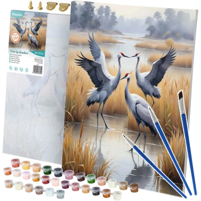 Massido 699008 Obraz pro malování podle čísel 40×50 cm, Jeřábi