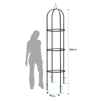 Plonos PL-992 Zahradní kovová opora pro popínavé rostliny 200 cm, černá