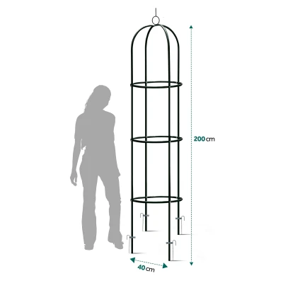 Plonos PL-992 Zahradní kovová opora pro popínavé rostliny 200 cm, černá