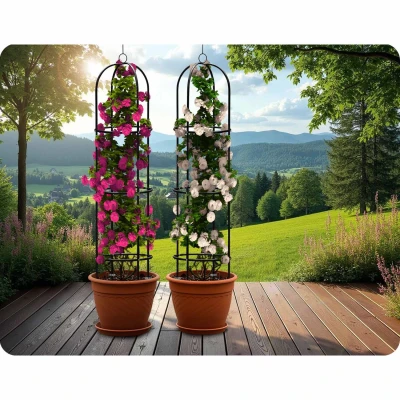 Plonos PL-992 Zahradní kovová opora pro popínavé rostliny 200 cm, černá