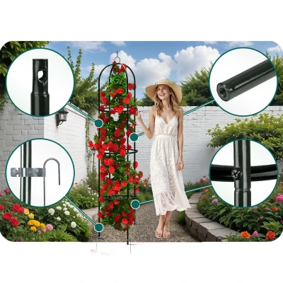 Plonos PL-992 Zahradní kovová opora pro popínavé rostliny 200 cm, černá