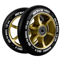 SOKE 803204 Kolesá na kolobežku 110 mm zlaté, 2 ks