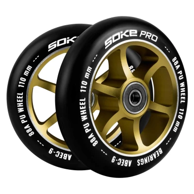 SOKE 803204 Kolesá na kolobežku 110 mm zlaté, 2 ks