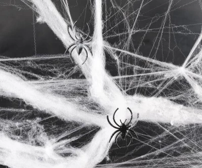 Umelá pavučina s pavúkmi - biela