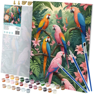 Massido 699019 Obraz pro malování podle čísel 40×50 cm, Papoušci