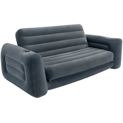 Intex 66552 Nafukovací rozkládací sofa 2v1, 224 × 203 × 66 cm, šedé