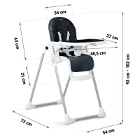 Ricokids 700603 Vysoká stolička Tulo so stolíkom, čierna