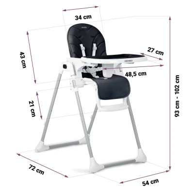 Ricokids 700603 Vysoká stolička Tulo so stolíkom, čierna