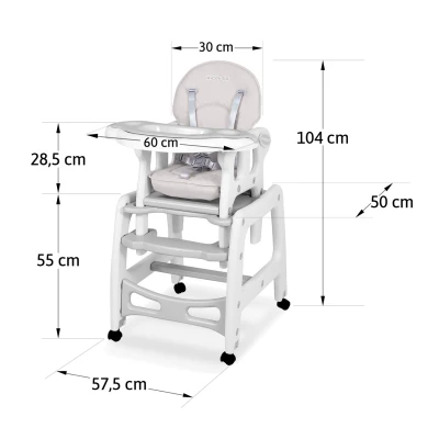 Ricokids 7090 Sinco 5 v 1 vysoká stolička - sivá