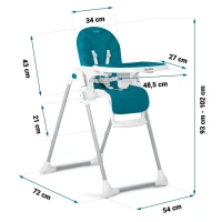 Ricokids 700601 Vysoká stolička Tulo so stolíkom, modrá