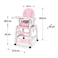 Ricokids 7091 Sinco 5 v 1 vysoká stolička - ružová