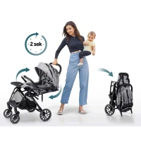 Nukido 716003 Paseo športový kočík, 0-36 mesiacov, 15 kg, svetlo sivý