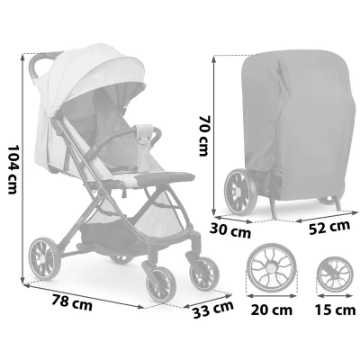 Nukido 716003 Paseo športový kočík, 0-36 mesiacov, 15 kg, svetlo sivý