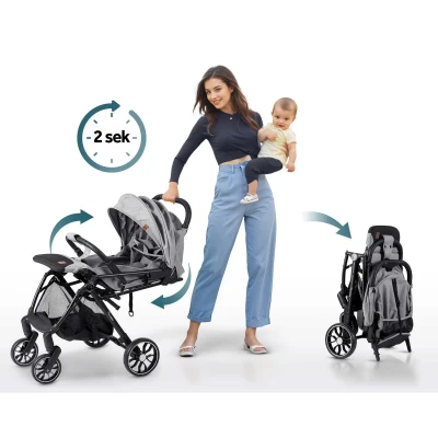 Nukido 716003 Paseo športový kočík, 0-36 mesiacov, 15 kg, svetlo sivý