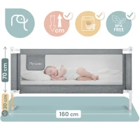 Nukido NK-227 Ochranná zábrana na postel 160 cm, šedá