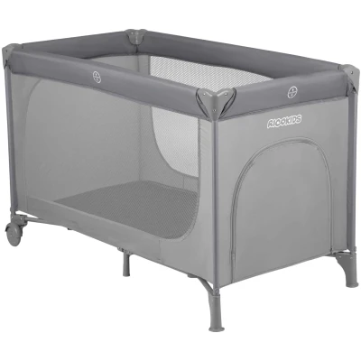 Ricokids RK-240 Cestovní postýlka 125 × 65 × 78 cm + matrace a taška, šedá