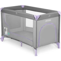 Ricokids RK-240 Cestovní postýlka + matrace a taška, 125 × 65 × 78 cm, šedo-levandulová