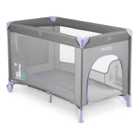 Ricokids RK-240 Cestovní postýlka + matrace a taška, 125 × 65 × 78 cm, šedo-levandulová